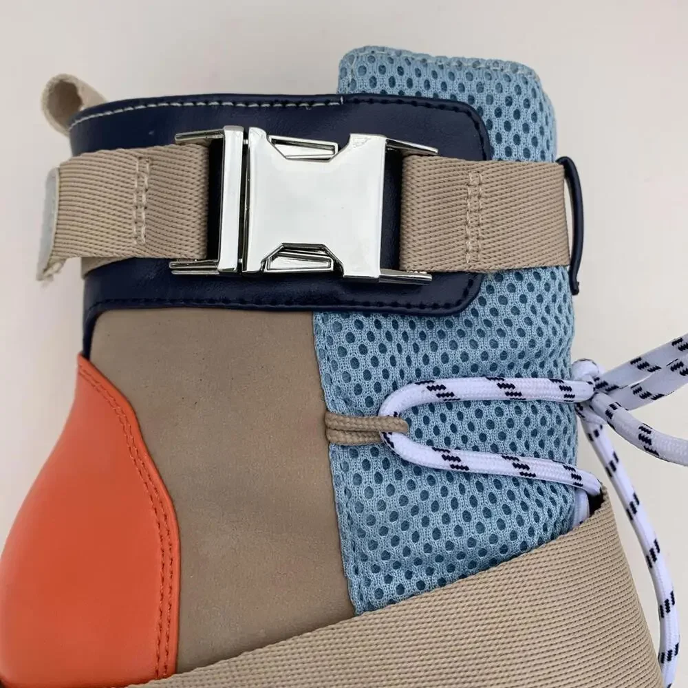 Steve Madden Illusion Pump Lace Up Boots Heels Womens Sz 8 Retro Y2k Orange Beig - Picture 7 of 13